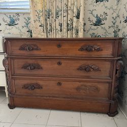 Antique Mahogany Victorian Wood Dresser