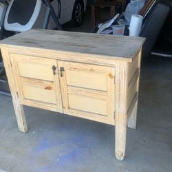 Distressed White Wood Cabinet