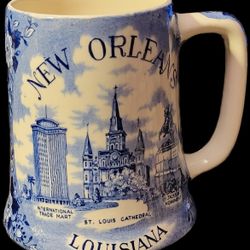 Fine Staffordshire Ware Blue Stein Mug Cup NEW ORLEANS 