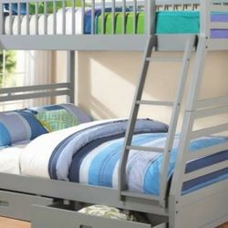 Bunk bed Twin Full with Storage drawers Free Mattress NAVY OR GRAY