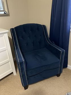 Navy Blue Velvet Accent Chair 