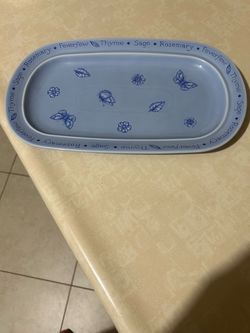 Royal Worcester - Herb Garden Blue Ceramic Oval Serving Tray