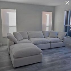 Cloud Nixon Sofa Dupe Sectional Couch 4 Segments Feathers Cushions Performance Fabric Washable 