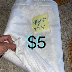 $5 Beautiful Large Table cloth 9ft6” by 4ft 6” =114inch by 56” can make 2 table cloth If is to big