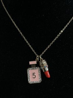 Perfume and lipstick rhinestone necklace
