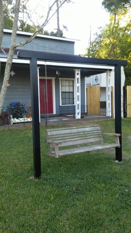 Metal frame for swing.
