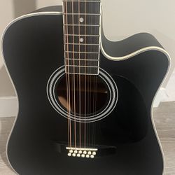 Black 12 String Acoustic-electric Guitar 