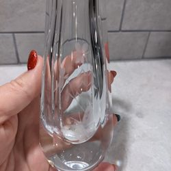 Orrefors Crystal P2683Signed Bud Vase Etched Butterfly & Flowers