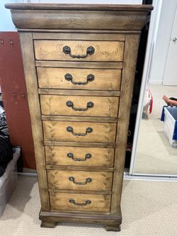 Tall 7-Drawer Wood Jewelry Chest Dresser