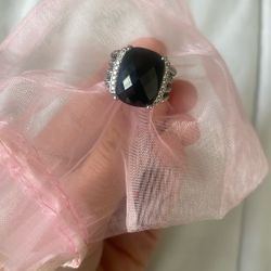 David Yurman Size 7 Onyx Diamond Ring