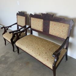 Antique Matching Bench and Chair