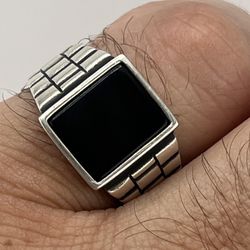New 925 Sterling Silver Men’s Black Onyx Ring Size 12.5