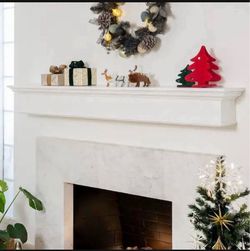 72 in. W Floating Vintage Wood Fireplace Mantel Wall Shelf Beam Easy Mount White