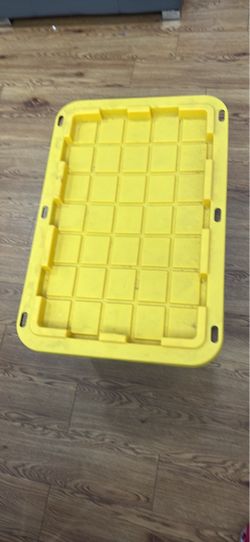 Yellow Plastic Storage Tote with Lid