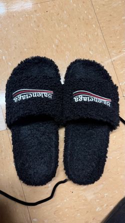 Balenciaga Furry Slide Sandals Black