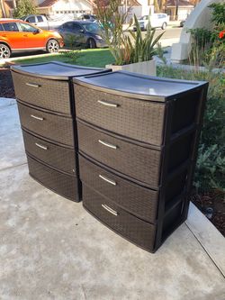 Plastic 3-Drawer Storage Units Set of 2
