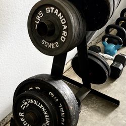Plates, Barbells And Weight Rack