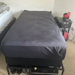 Twin Bed Frame, Box Spring, and Mattress 