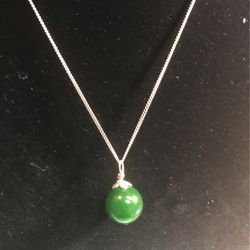 African Jade Pendant With 18 inches Sterling Silver Chain