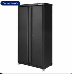 Kobalt 36-in W × 72-in H × 18.5-in D Freestanding Steel Garage Cabinet in Black