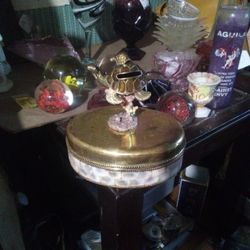 Solid Brass With Inlaid Mother Of Pearl Trinket Box And A Brass Metal Turtle coin Holder Buying Both