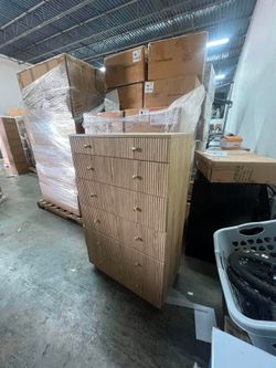 wow97e Fluted 7 Drawers Dresser, Wood 48" H Tall Chest of Drawers with Deep Storage, Modern Bedroom Chest for Closet Hallway, Entryway, Living Room