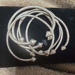 Sterling Silver West Indian Bangle Set