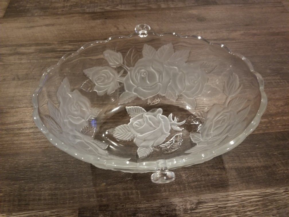 Clear Glass Rose Bowl