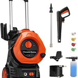 Electric Pressure Washer 1800 PSI Max 1.5 GPM with 25ft Hose/16ft Power Cord,Making It Perfect for Cleaning Cars, Pool, Patios Orange