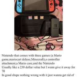 Nintendo Switch With Three Free Games Average Value In Store $300+ selling For $75, 