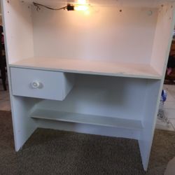 free white computer desk with lights
