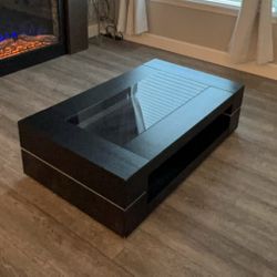 Coffee Table - Dark Wood w/ Glass Top