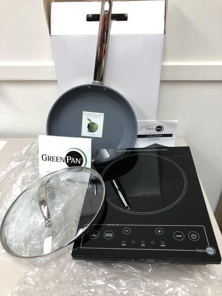 Green Pan Induction Cooker - Energy Usage Function + Green Pan Non-Stick Cookware Healthy Ceramic Thermolon- Easiest to use, Model No. GP-EA-IND001