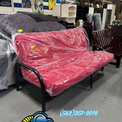 Futon Couch Black Red New Metal 