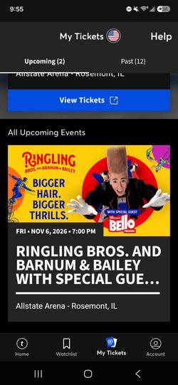 4 tickets to Ringling bros Circus