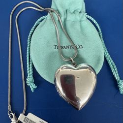 Tiffany & Co 925 Silver Heart Locket W/ Necklace 