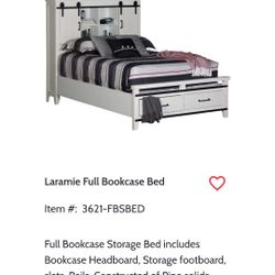 Laramie full bookcase  bed with Storage. 