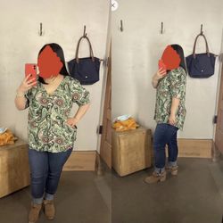 NWT $78 Anthropologie Green Paisley Blaise Button Down 00