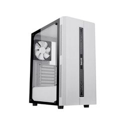 DIYPC Rainbow-Flash-S1- W white Tempered Glass ATX Mid Tower Computer Case with 1 x 120mm Fan