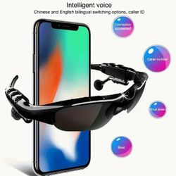 Smart glasses with Wireless Headphones for Music
