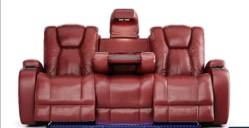 Red Sofa Dual Power Reclining Living Room Set