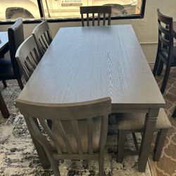 Comedor Para 6 Personas De Madera Color Gris