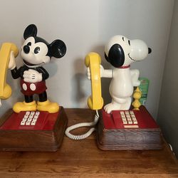 Vintage Mickey Mouse And Snoopy Phones 