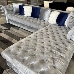 Good starter grey sectional sofa couch (DELIVERY AVAILABLE)