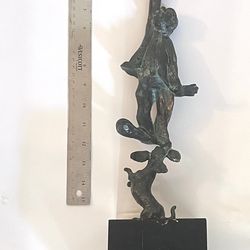 MAKE AN OFFER - Antique Bronze “Clown W/Balloons & Dauschund”