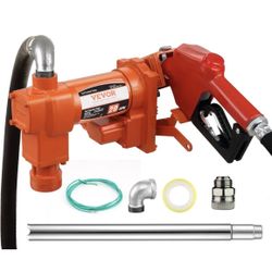 VEVOR Fuel Transfer Pump, 12V DC 20 GPM 1/4 HP, Gasoline Extractor Pump with Automatic Nozzle, Discharge Hose & Suction Pipe for Gasoline, Diesel, Ker