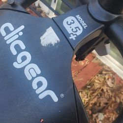 Clicgear 3.5+ Black 3-Wheel Golf Push Cart  Needs Break Works- Everything Else Works Great