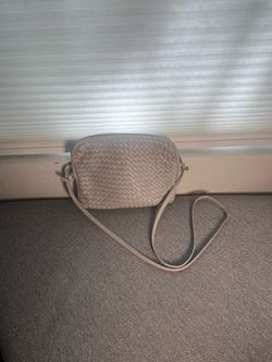 Vintage Ganson Gray Woven Leather Crossbody Bag