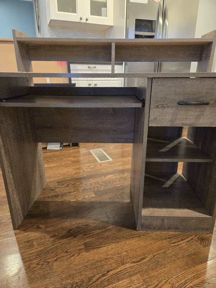 Weathered Oak Study Desk With Keyboard Tray