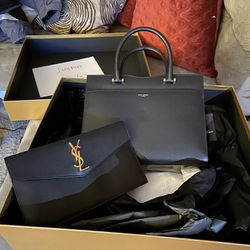 YSL Uptown Medium Bag - Black Calf Leather